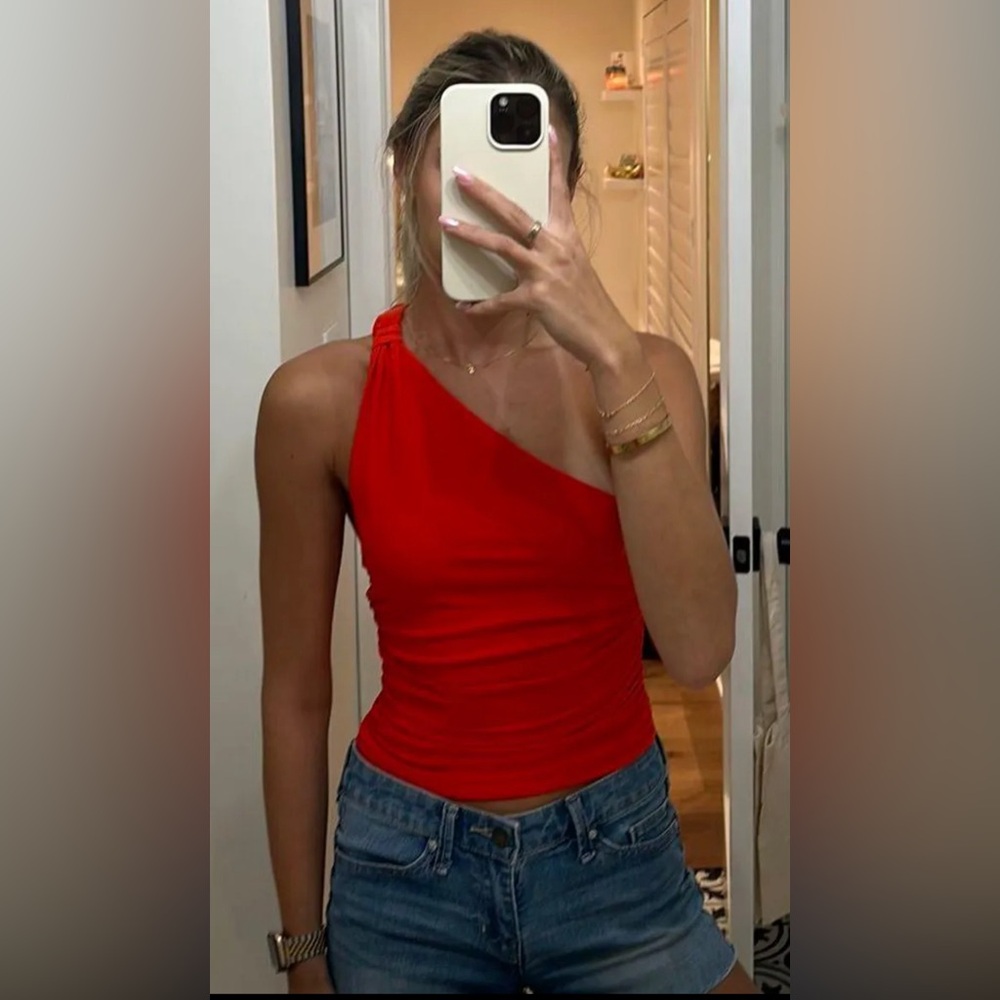 ZARA one shoulder red tank